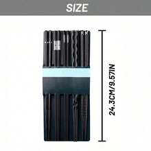 5Pairs Japanese Alloy Chopsticks Set, PET + Glass Fiber Reusable Non-Slip Square Chopsticks With Storage Case, Heat-Resistant Sturdy Dining Utensils, Kitchen Tableware Japanese Tableware Accessories, Durable Chopsticks For Home Kitchen Daily Dining Party Gathering Camping Meals Sushi Eating - Black - View 4