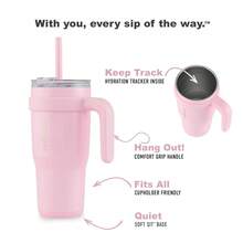 Pink Blossom Patterned 24-Ounce Stainless Steel Tumbler With Handle And Straw - Multicolor - View 2