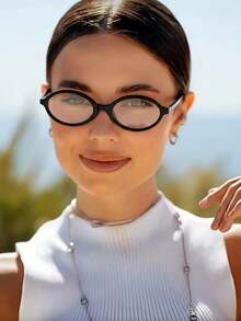 Korean Retro Oval Glasses - Small Frame  For Women - ĐEN - Xem 2