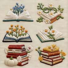 Pre-Printed Embroidery Pattern Paper, Self-Adhesive Water Soluble Stabilizer Kit With Book & Floral Botanical Designs - A - View 10