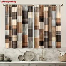 2 pièces Rideaux de couleur chocolat à grain de bois - avec passant pour tringle, imprimés 2D, convient pour la chambre, le bureau, la cuisine, le salon, le bureau - Décoration de la maison, décoration de la pièce, élégante, installation facile, durable - Multicolore - Voir 8