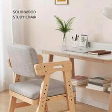 Silla de Escritorio Ajustable para Niños – Diseño Moderno y Minimalista – Perfecta para Habitación, Oficina en Casa o Escuela Silla de Madera Natural para Niños – Duradera y Ecológica – Perfecta para Habitación, Estudio o Cocina Silla de Escuela para Niño – Ajustable, con Respaldo – Ideal para Homeschool, Tareas o Clases en Línea - Gris Claro - Ver 6