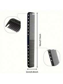 5把黑色碳纤维细齿防静电耐热发梳，适用于所有发质，ABS塑料手柄带挂孔，造型工具 | 抛光表面 | 碳纤维梳子 - 黑色 - 查看 5