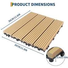 Dragonpad Plastic Composite Deck Tiles, 12x12inch Interlocking Waterproof Flooring For Outdoor & Indoor Use, All-Weather Plastic Wood Grain Patio Tiles For Balcony, Porch, Pool Deck - Wood-9pcs - View 2