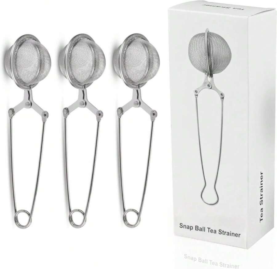 Snap Ball Tea Strainer, Exptolii 3 Pack Stainless Steel Tea Infuser Filter With Handle For Loose Leaf Tea, Seasonings, Spices - Màu A - Xem 1