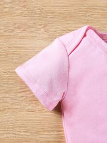 Baby  Move Over Boys Fishing Graphic Short Sleeves Snaps Closure - 粉色 - 查看 4