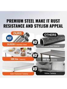 Commercial Worktable Workstation 48 X 24 Inch Folding Commercial Prep Table, Heavy-Duty Stainless Steel Folding Table With 661 Lbs Load, Kitchen Work Table, Silver Stainless Steel Kitchen Island - 銀色 - 查看 2