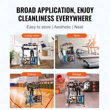 Sports Equipment Garage Organizer, Rolling Ball Storage Cart On Wheels, Basketball Rack With Baskets & Hooks, Indoor/Outdoor Sports Gear And Toys Storage, Steel Sports Equipment Organizer, Black - 2 Storage Baskets - 查看 6