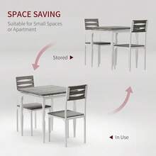 Juego de mesa de comedor de 3 piezas para 2 personas que ahorra espacio: muebles modernos de cocina y comedor con patas en espiral, perfectos para apartamentos o casas, disponibles en marrón, negro y - Gris Oscuro - Ver 4