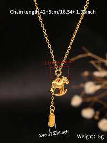 1件梦幻行星月亮吊坠项链，适合女性日常佩戴 - 銅鍍24K厚金色小馬平安流蘇吊墜項鍊 - 查看 2