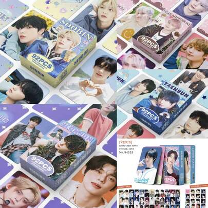 TXT 最新 SOLO 照片卡，92 张/盒（60 张 LOMO 卡 + 32 张贴纸），K-Pop 粉丝周边，收藏照片卡和贴纸，适合专辑和剪贴簿装饰，返校、毕业、生日、节日礼物