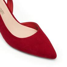 Women's Kitten Heels Slingback Pumps Closed Pointed Toe Low  Stiletto Heels Party Wedding Sexy Casual Dress Shoes - 紅色 - 查看 6