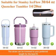 10 Pack Straw IceFlow 30oz/64oz Cup Tumbler, 14oz/20oz, 5 Pack Reusable Plastic Straws With 5 Pack Cleaning Brushes, BPA - Cut - To - Fit 8.46in - 適用於 IceFlow 30/64 盎司 - 查看 6