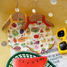 1pc LANGXINGCS Pet Clothes, Cartoon Fruit & Vegetable Print Pet Vest, Dopamine Mischievous Cute Cat/Dog Vest, Lightweight Pet Vest With Watermelon Cartoon Fruit & Vegetable Print, Suitable For Medium & Small Cats/Dogs - Multicolor - View 1