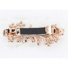 D Topaz Color Brown Crystal Floral Hair Barrette Clip - SmokedTopaz - View 8