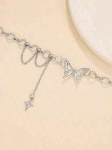 Collar con colgante de mariposa - plata - Ver 3