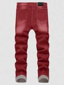 Two-Pack Men's Ripped Jeans Stretch Ripped Jeans For Men Comfort Flex Slim Fit Jeans Designer Fashion Pants For Men,Street Style - Blue + Red - View 7