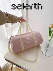 Bolso de mano minimalista y de moda, hecho de nailon con correa de hombro ajustable, adecuado para el uso diario, compras, viajes, cruzado, gimnasio/deportes, estudiantes de vuelta a la escuela, bolsa de equipaje simple para la escuela y accesorios escolares - Rosa - Ver 1