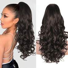 European And American Style Wavy Ponytail Clip-On Hair Extensions, Fluffy Invisible Big Curly Pear Blossom Wavy Ponytail - Multicolor - View 10