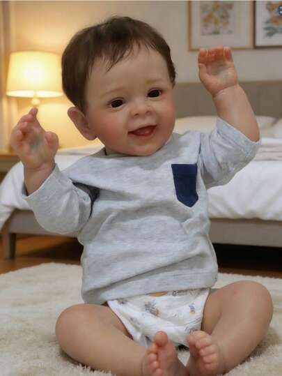 60 CM Fashionable Reborn Baby Doll, Rich Expressions, Realistic Makeup With Clear Skin Patterns, Newborn Doll Model, Vinyl Material, Popular New Year Christmas Gifts, Holiday Gifts, Children's Early Education Toys