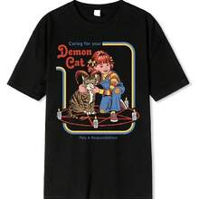 Horror Comic Series Sell Your Soul Economics For Men Tshirts T Shirts Loose Tee Clothing Street T-Sh - 黑色 - 查看 1