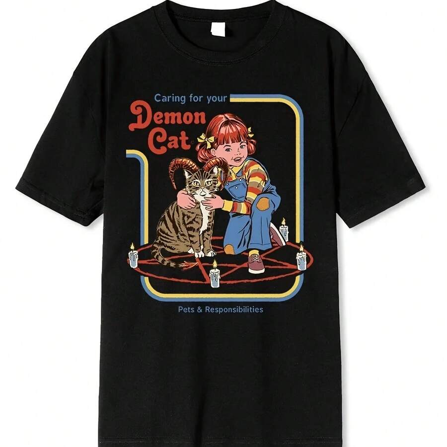 Horror Comic Series Sell Your Soul Economics For Men Tshirts T Shirts Loose Tee Clothing Street T-Sh - 黑色 - 查看 1