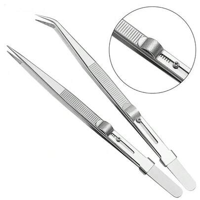 1pc Professional Precision Tweezers Stainless Steel Curved & Straight Tip Set For Jewelry Making Eyebrow Facial Hair Removal Craft Electronics Tweezers Kit For Men Women Professional DIY Enthusiasts Jewelry Makers Craft Workers Beauty Professionals
