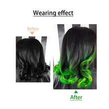 6 pièces Extensions de cheveux bouclés clip-in verts, 18 pouces de long, cheveux synthétiques colorés bouclés pour femmes. Convient pour se déguiser, les fêtes de mode, peut être utilisé comme cadeau pour les femmes, également applicable pour les festivals de musique, accessoire de cheveux pour la Coupe du monde - Multicolore - Voir 7