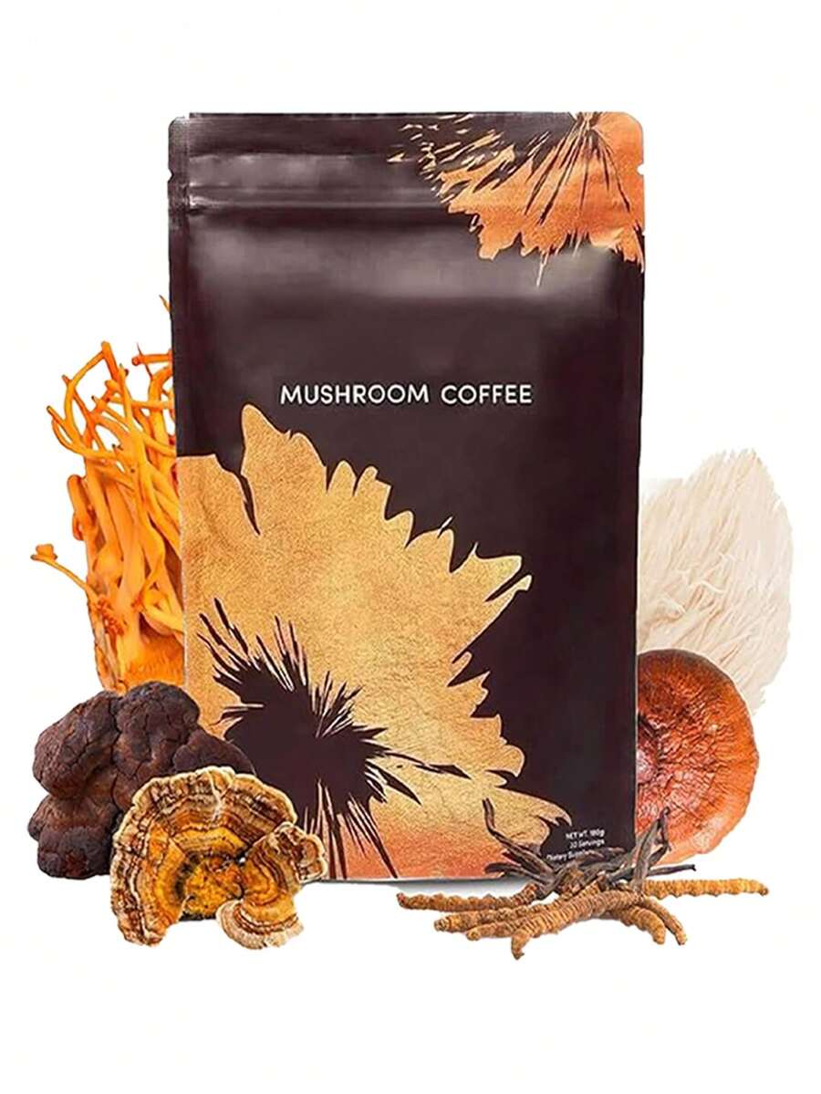 Mushroom Coffee USDA Organic With 6 Adaptogenic Mushrooms And MCT Oil, USA Grown Instant Coffee For Better Energy, Focus, Digestion, Immunity With Turkey Tail, Shiitake, Lion's Mane, 30 Servings - 1PC - 查看 1