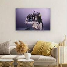 Framed Japanese Anime Overlord Albedo Poster - Elegant Female Overlord Canvas Wall Art Print With Wrap-Around Frame, Dark Purple Background - Perfect For Home, Office, Anime Decor - Ideal Graduation Gift For Anime Fans, Anime Wall Art, Home Decoration - Framed(有框框的) - 查看 5