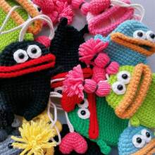 Handmade Crochet Key Case/Holder, Novelty Crochet Sausage Mouth Car Key Case, Cute Hand Knit Yarn Crochet Key Cover - T - 查看 4
