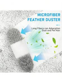 1 Set Extendable Stainless Steel Rod Microfiber Duster (83-245cm), Reusable And Washable, Suitable For Cleaning Ceiling Fans, High Ceilings, Blinds, Furniture And Cars - Scalable - View 9