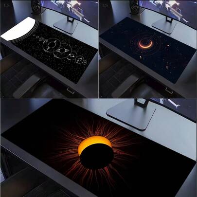 1 pieza Alfombrilla de ratón con diseño de estrellas y luna, alfombrilla de ratón para oficina y juegos, alfombrilla de teclado, tapete de escritorio antideslizante, alfombrilla de ratón para portátil
