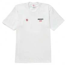 Supreme Ducati Logo Tee | Unisex Motorsports Graphic T-Shirt | Multi-Logo Racing Team Sponsor Print Short Sleeve Cotton Tee | Professional Rider Aesthetic Urban Streetwear Casual Top In Red, Black And White - 白色 - 查看 2