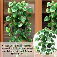 1/2pcs Reusable Green Vine Pattern Window Stickers, Double-Sided Static Cling PVC, Suitable For Glass Sliding Doors, Bedroom, Living Room And Home Decor - Window Stickers - View 5