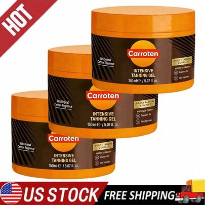 Carroten Intensive Tanning Accelerator Gel | Fast-Acting Bronzing Formula With Carrot & Coconut Oil, Non-Greasy & Water-Resistant, 5 Fl Oz