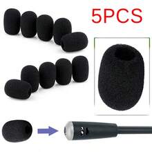 10 Black Microphone Protective Covers, Replacing Headphone Sponge Covers, Windproof Covers, Sponge Covers, Microphone Covers, Suitable For Conference Microphones. - 5PCS - Black - View 10