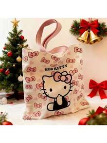 Sanrio 1 Set Hello Kitty Princess Theme Canvas Tote Bag - Durable Canvas Tote Bag & Wallet With Pink Bow And Heart Pattern, Suitable For Party/Daily Use - Multicolor - View 2