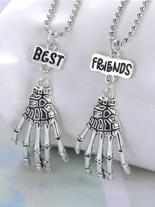 万圣节骷髅手红玫瑰哥特风闺蜜项链复古朋克闺蜜项圈 - 項鍊 - 查看 4