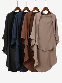 1pc Women's Long Prayer Dress Muslim Hijab With Tie, Convenient Daily Tie-Up Muslim Headscarf, Ready-To-Wear Hijab Scarf - Multicolor - View 2