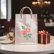 4件套花卉模板，现代复杂花叶图案设计，适用于DIY工艺品、布料、相框、墙面装饰，可重复使用的PET材质乳白色艺术模板 - Flower - 查看 6