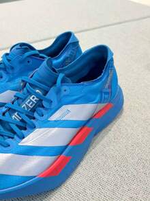 adidas Adizero Adios Pro 4 緩震 防滑 耐磨 低筒 休閒 跑鞋 男款 - 藍灰紅 - 查看 6