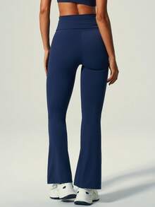 UONNOU 女士春夏瑜伽连体裤，性感露背无袖紧身衣，喇叭裤腿，柔软面料，适合运动、户外、舞蹈、瑜伽、健身、休闲、通勤、派对等场合。 - 藏蓝色 - 查看 5