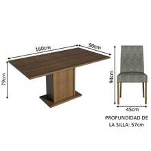 Juego Comedor Mesa Tapa Madera 4 Sillas Keila Madesa Color Marrón y Gris - Marrón y Gris - Ver 3