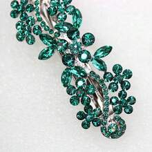 Gorgeous Emerald Gre1en Crystal Hair Barrette Clip - 格林 - 查看 5