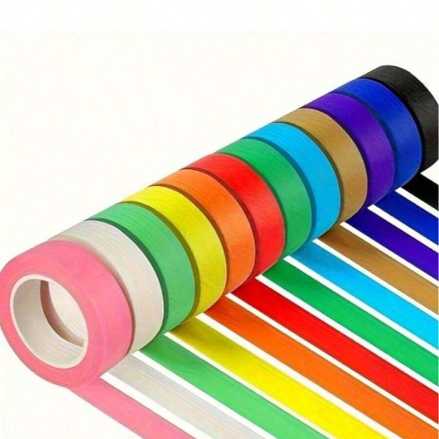 Cinta decorativa arcoíris, papelería DIY, estilo de dibujos animados, linda, creativa, divertida, impermeable, pegatinas de caramelos, pegatinas para teléfonos, adecuada para decoración de diarios, materiales de collage, scrapbooking, cuadernos, manualidades, útiles escolares, oficina, aula y uso doméstico, artículos de invierno, Día Nacional de Arabia Saudita, Año Nuevo, San Valentín, cumpleaños, festivales, regalos para novios, novias, adultos - Versión arcoíris - Ver 1