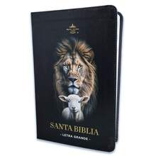 Biblia Letra Grande 12 Puntos RV1960 Imit Piel Negro Cordero Y Leon Con Indice - Single Book - View 1