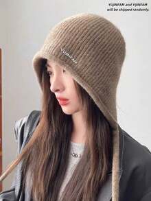 1pc Fashionable & Versatile Knitted Wool Fisherman Beanie, Solid Color Rabbit Fur Warm Ear Protection Hat, Suitable For Outdoor Shopping In Autumn, Accessory - MM1531 - View 8