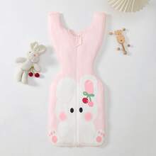 1pc Newborn Baby Girl Cute Rabbit & Cherry Print 3D Sleeping Bag, 1.5 Tog, Comfortable & Skin-Friendly, Suitable For Spring/Summer, Ideal Home Accessory For Adorable Infants - Pink - View 1