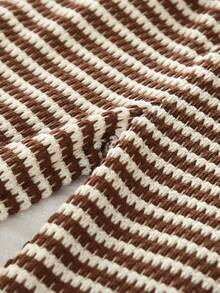 bearleader Conjunto de verano informal de top sin mangas a rayas con lazo y pantalones de punto para niñas, adecuado para niñas de 3 a 7 años - Caqui - Ver 8